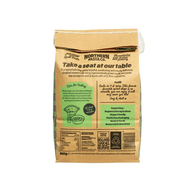 Northern Pasta Fusilli pasta 450g, imported from the UK