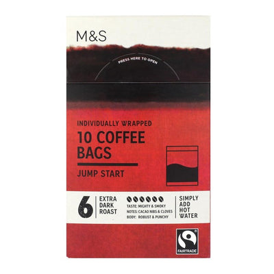 M&S Jump Start Coffee Bags Extra Dark Roast 10x7.5g
