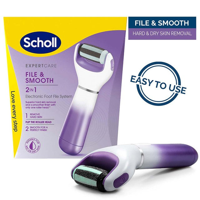 Scholl Two in One Electronic Foot File Purple (British brand)