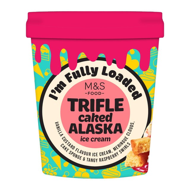 M&S Fully Loaded Trifle Caked Alaska ice cream dessert 500ml, imported from the UK