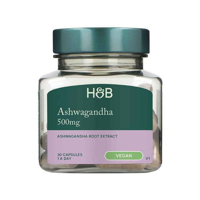 Holland & Barrett Ashwagandha 500mg stress relief supplement 30 capsules, UK version