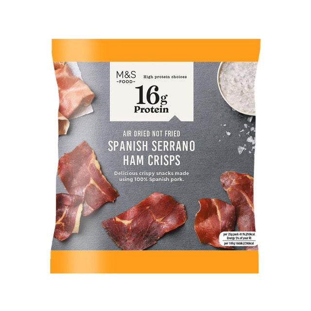 M&S Spanish Serrano Ham Crisps 25g, imported from the UK