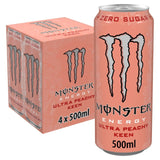 Monster Ultra Peachy Keen peach flavour energy drink 4 x 500ml, imported from the UK