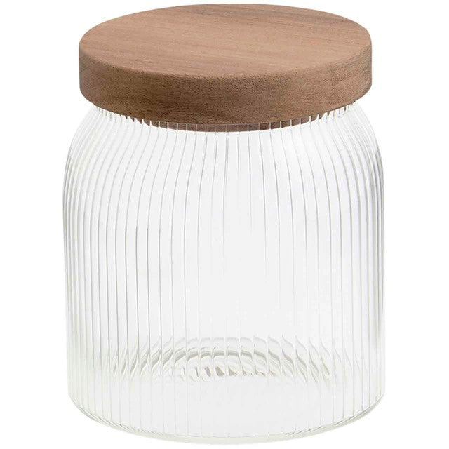 M&S medium ribbed glass storage jar, imported from the UK