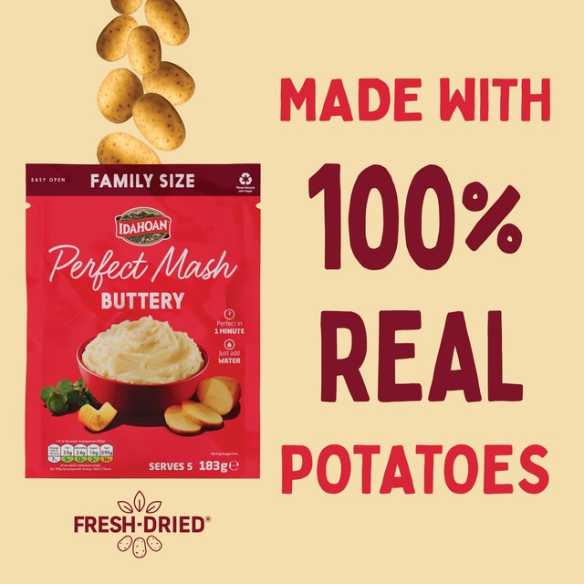 Idahoan Buttery dried mashed potato mix 183g, UK version