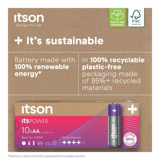ITSON AA alkaline batteries 10-pack, UK version