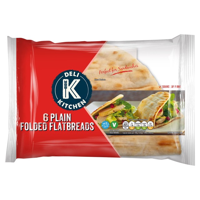 Deli Kitchen plain folded flatbread thins 6 x 40g - British product