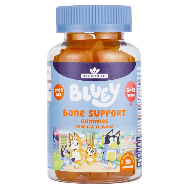 Natures Aid Bluey bone support vitamin gummies tropical flavoured 30 gummies, imported from the UK