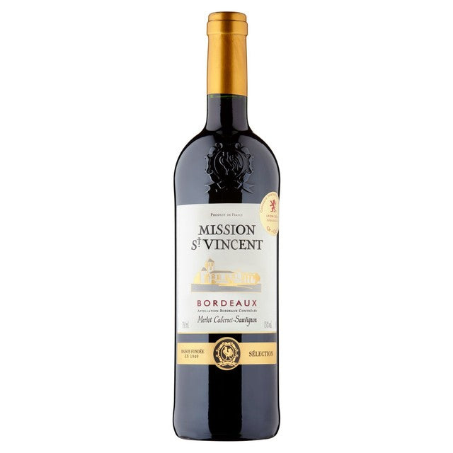 Saint Vincent Bordeaux Rouge red wine 75cl, imported from the UK