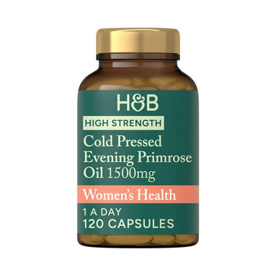 Holland & Barrett High Strength Cold Pressed Evening Primrose Oil 1500mg Women's Health Supplement 120 Capsules