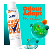 Sure Women's Whole Body Deodorant Spray Citrus 150ml (British brand)
