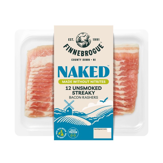 Finnebrogue unsmoked streaky bacon rashers 200g - British product