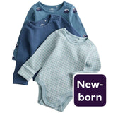 M&S baby bodysuits 3-pack with car prints for newborns, imported from the UK