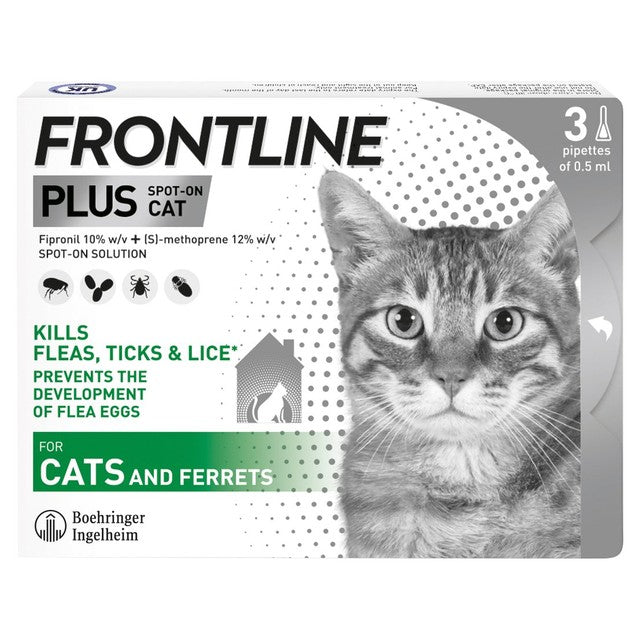 Frontline Plus flea and tick cat treatment - British product