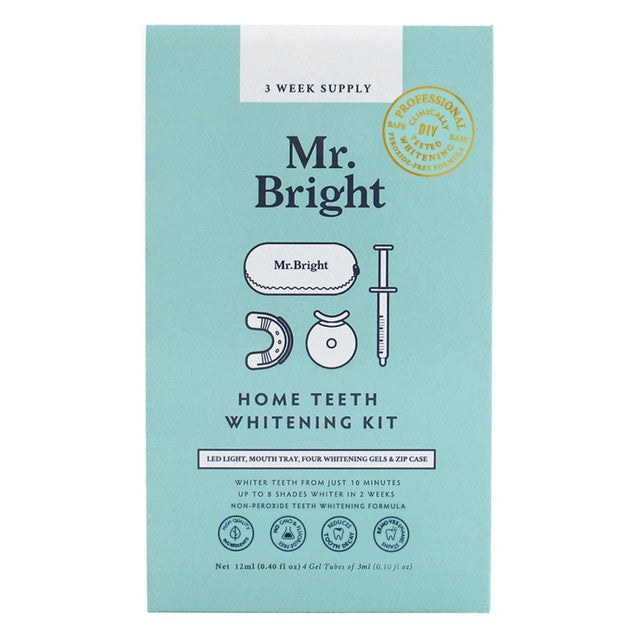 Mr Bright teeth whitening kit with zipcase and 4 gels, imported from the UK