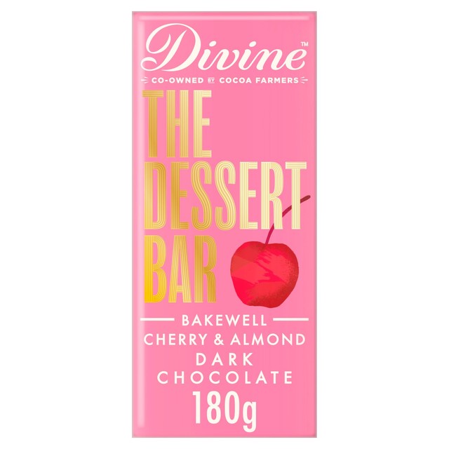 Divine dark chocolate Bakewell cherry almond dessert bar 180g - British product