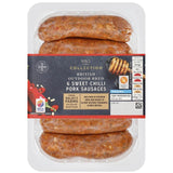 M&S sweet chilli pork sausages 400g, imported from the UK