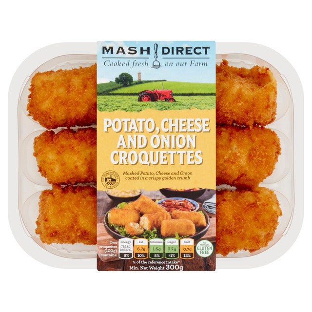 Mash Direct Potato Cheese & Onion Croquettes 300g, imported from the UK