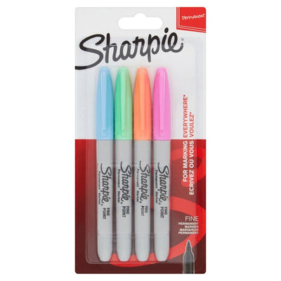 Sharpie Permanent Markers Assorted Pastel 4 Pack