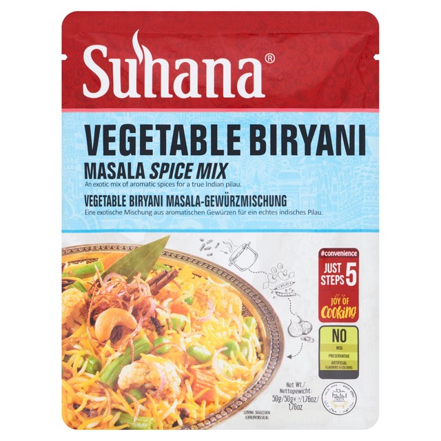 Suhana vegetable biryani spice mix 50g (British brand)