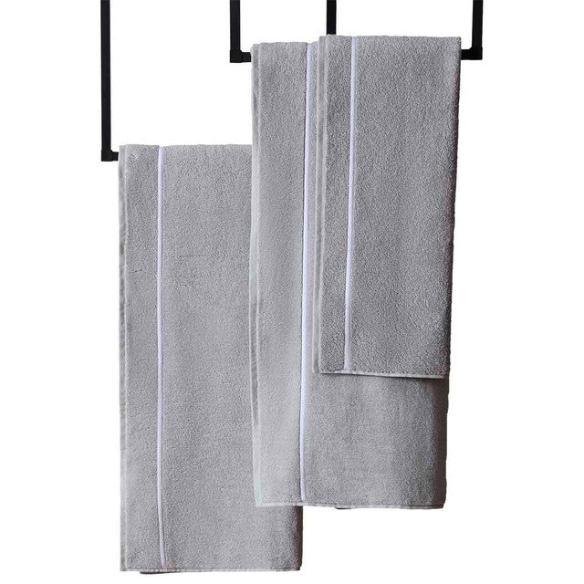 M&S Baretta Stitch Towel Grey/White bath towel, imported from the UK