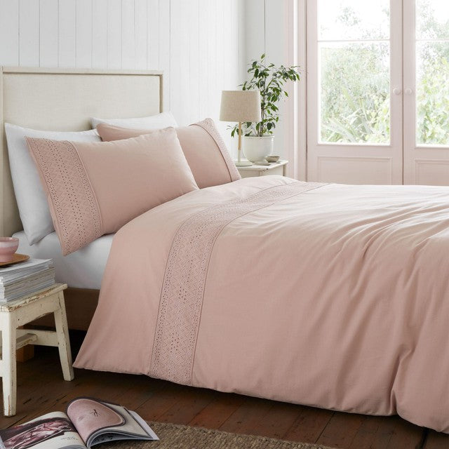Catherine Lansfield Broderie Anglaise Double Duvet Set - British product