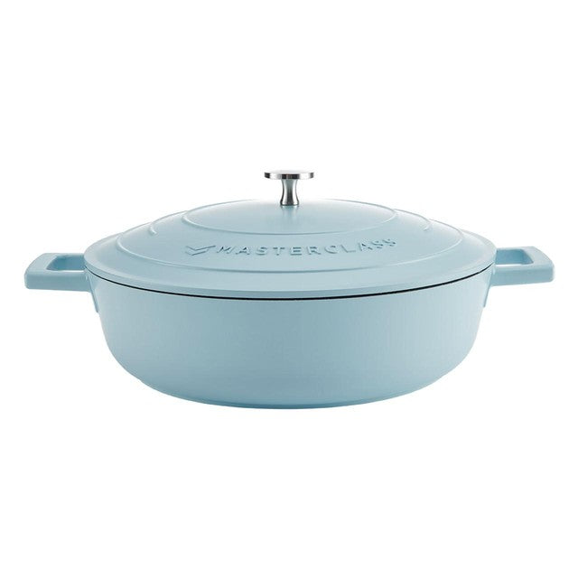 MasterClass Sky Blue Cast Aluminium Casserole Dish 4L, imported from the UK