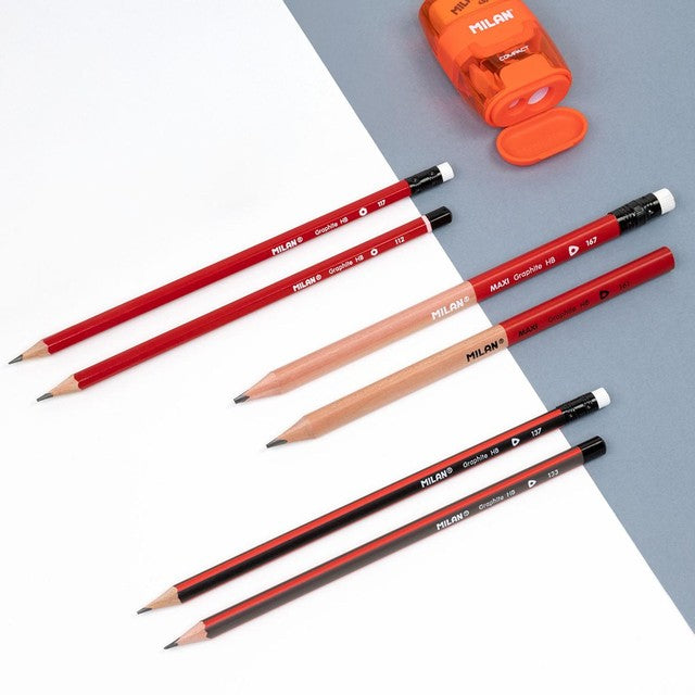 Milan HB triangular graphite pencils with eraser box of 12, imported from the UK