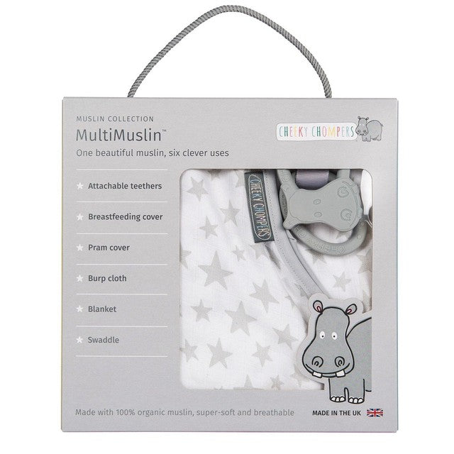 Cheeky Chompers 6 in 1 Multi Muslin Silver Stars