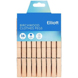 Elliotts Birchwood Clothes Pegs 36 Pack - British product