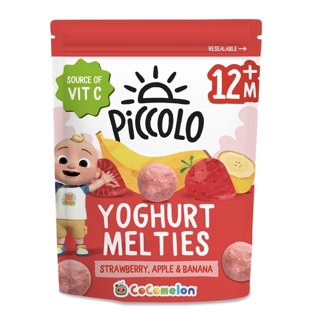 Piccolo Organic Melties strawberry and banana yogurt baby snack 15g, imported from the UK