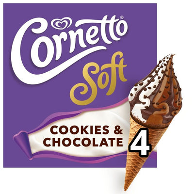 Wall's Cornetto Soft Cornets de Glace Cookies & Chocolat 4 x 140 ml