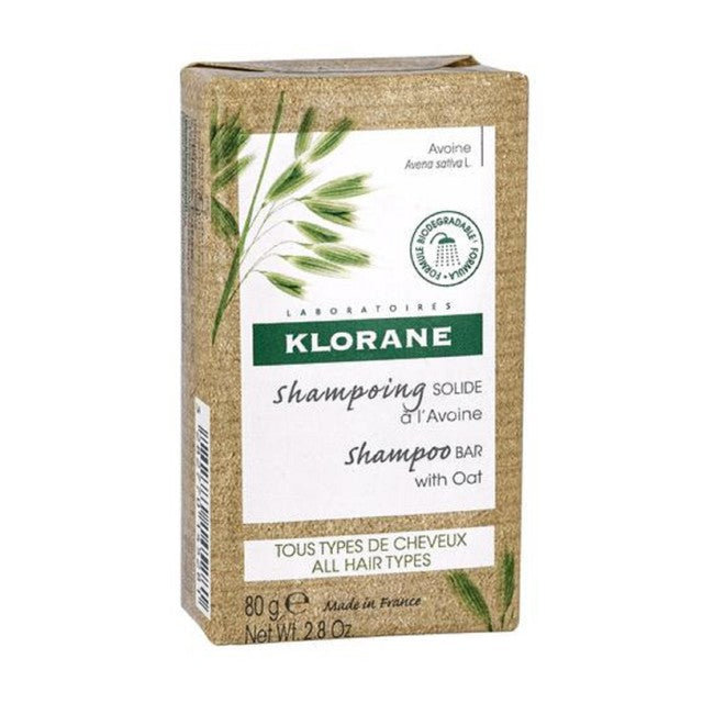 Klorane solid shampoo bar with oat milk 80g, UK version