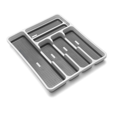 Addis Premium Drawer Organiser White & Grey Cutlery Tray 33x40.5x4.5cm