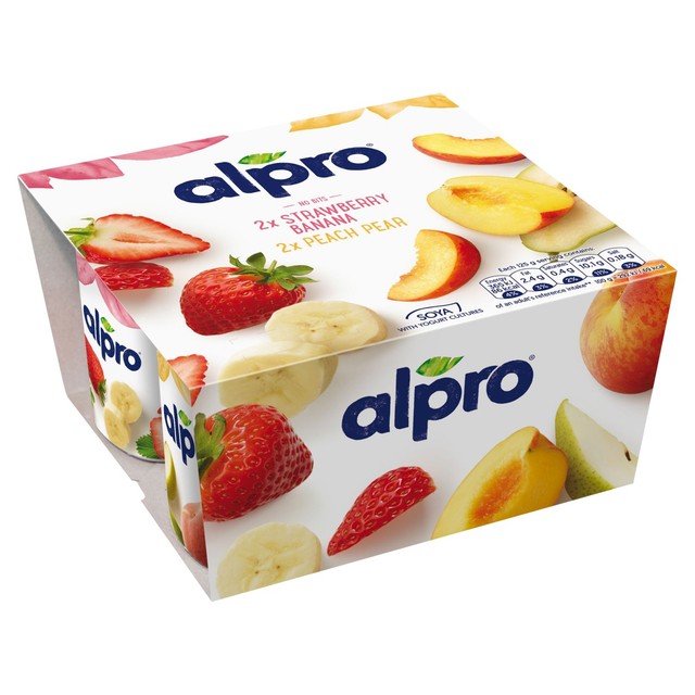 Alpro mixed fruit dairy-free soya yoghurt alternative 4 x 125g - British product