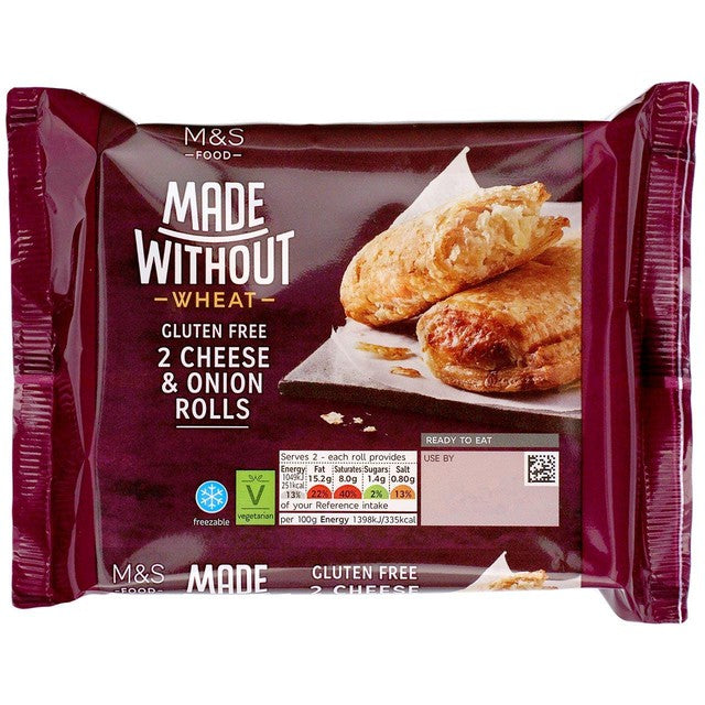 M&S cheese and onion gluten-free rolls 2 rolls, imported from the UK
