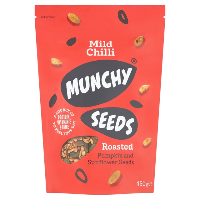 Munchy Seeds mild chilli roasted seeds 450g, imported from the UK