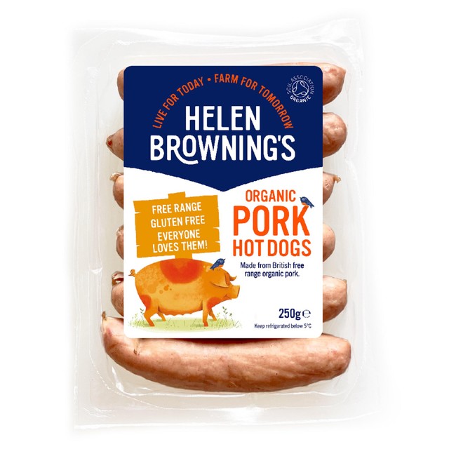 Helen Browning organic hot dogs 6 pack 250g, UK version