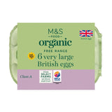 M&S organic free range very large eggs 6 per pack, imported from the UK