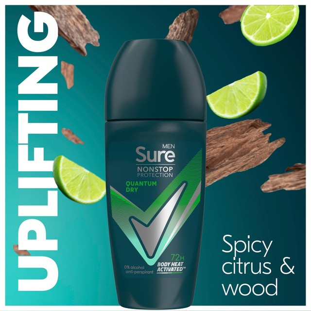 Sure Men Quantum Dry antiperspirant roll-on deodorant 50ml (British brand)