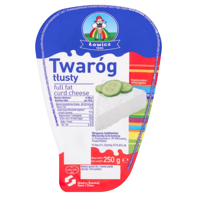 Lowicz full fat twarog curd cheese 250g, UK version