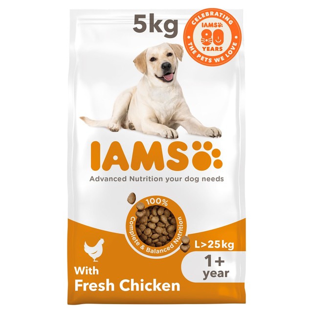 IAMS adult large breed dog food with fresh chicken 5kg, UK version