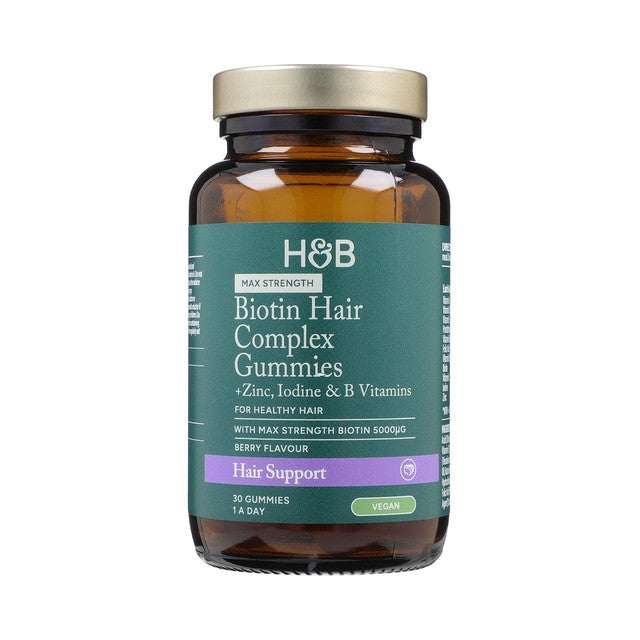 Holland & Barrett High Strength Biotin Hair Complex Vegan Berry Flavoured Gummies 30 Gummies, UK version