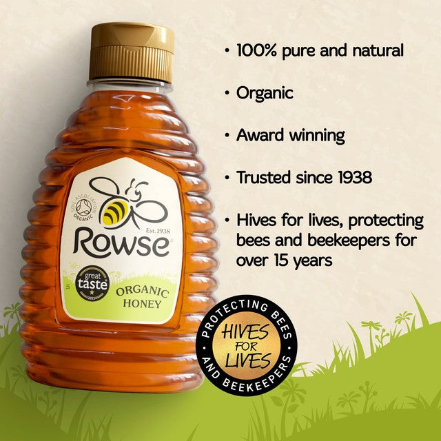 Rowse Organic Squeezy Honey 680g, imported from the UK