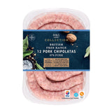 M&S seasoned pork chipolatas 375g, imported from the UK