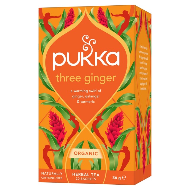 Pukka Three Ginger herbal tea bags x20, imported from the UK