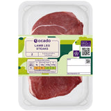 Ocado 2 lamb leg steaks 300g, imported from the UK