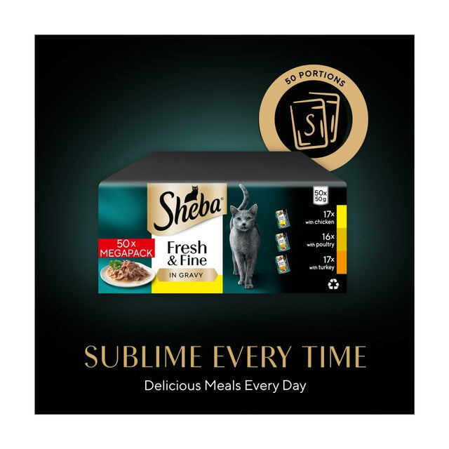 Sheba Fresh & Fine Wet Cat Food Pouches Poultry Collection in Gravy