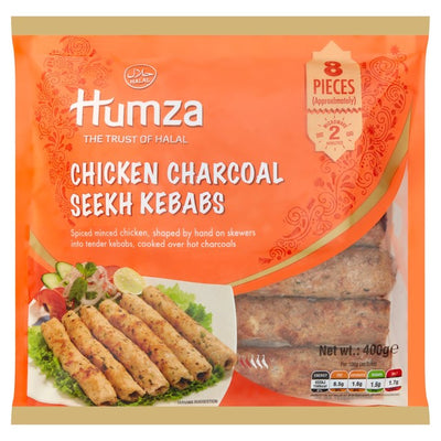Humza Chicken Charcoal Seekh Kebabs Frozen Chicken Kebabs 400g