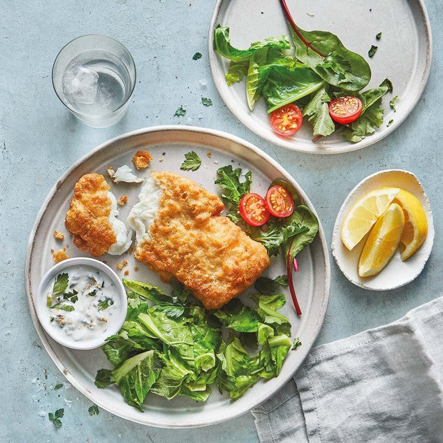 M&S battered chunky haddock fillets 600g, imported from the UK